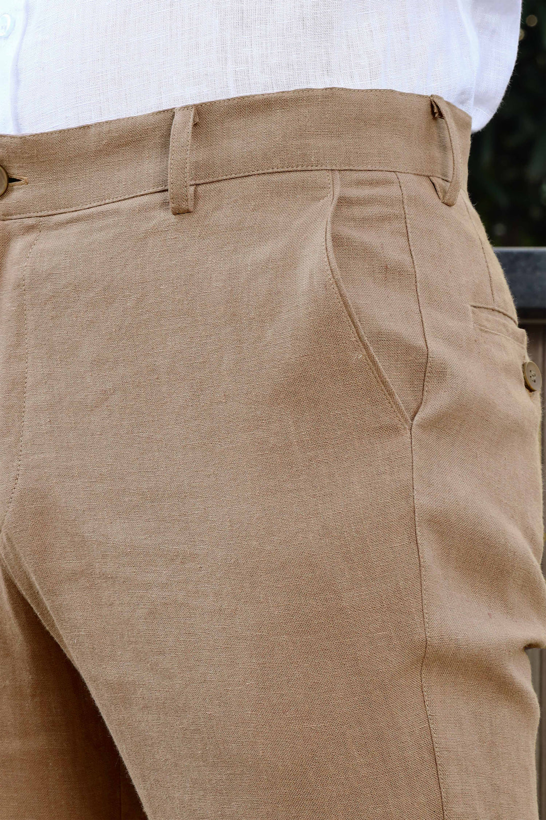 Ian Pure Linen Trousers - Light Hazelnut Brown (Factory Rescue)