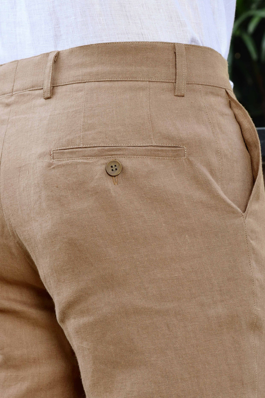 Ian Pure Linen Trousers - Light Hazelnut Brown (Factory Rescue)