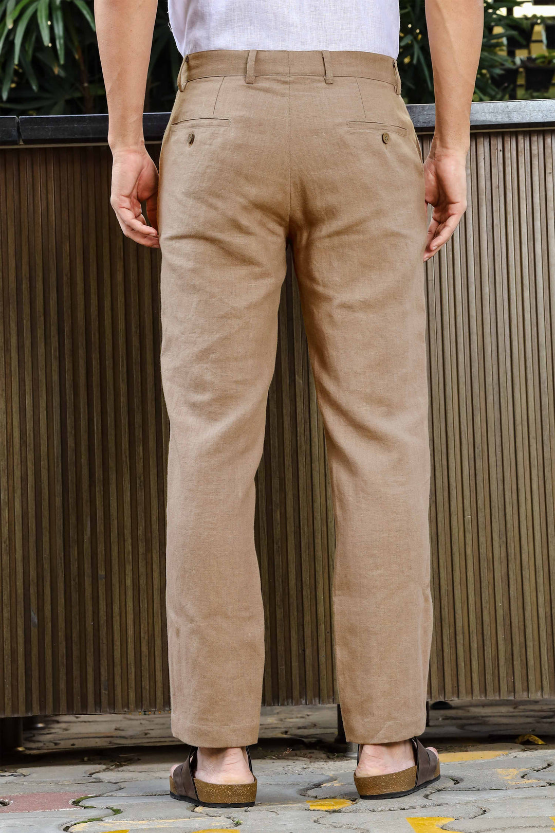 Ian Pure Linen Trousers - Light Hazelnut Brown (Factory Rescue)