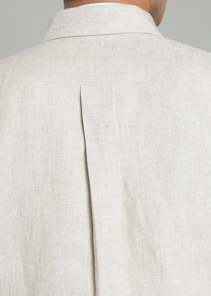 Leonard - Pure Linen Utility Shacket - Ecru