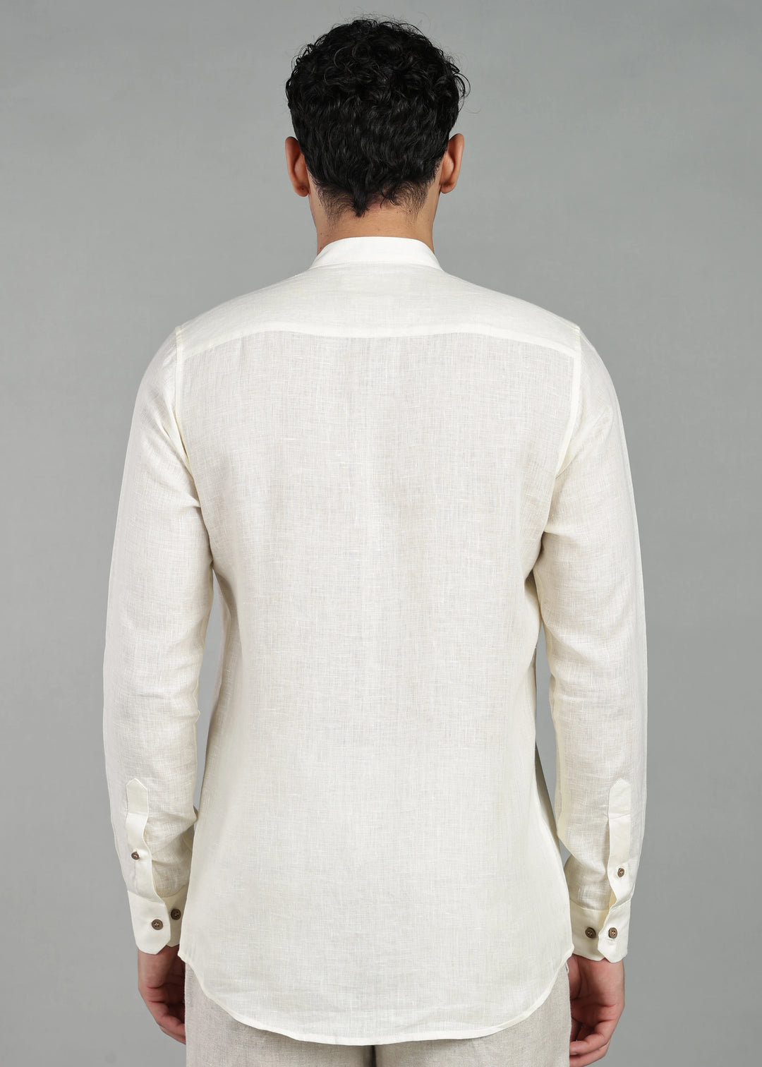 Kiran - Full Sleeve Shirt with Kasavu Inset Detail  - Creme White