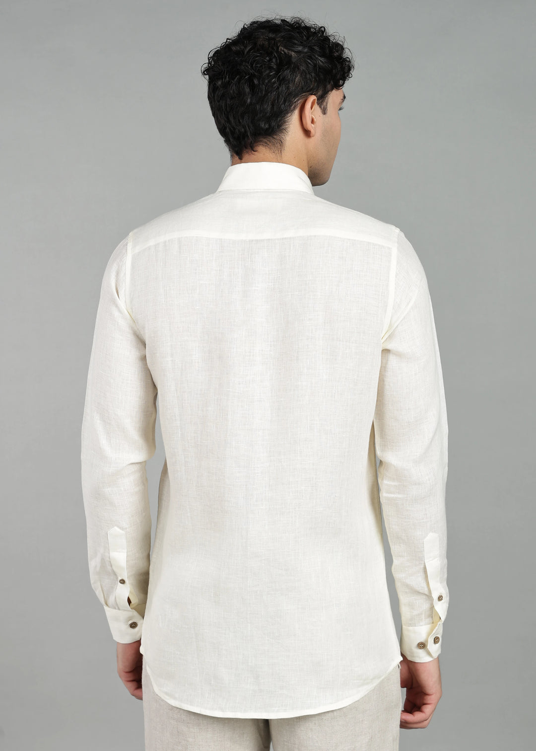 Grove - Full Sleeve Shirt with Hand Embroidered Concealed Placket - Creme White