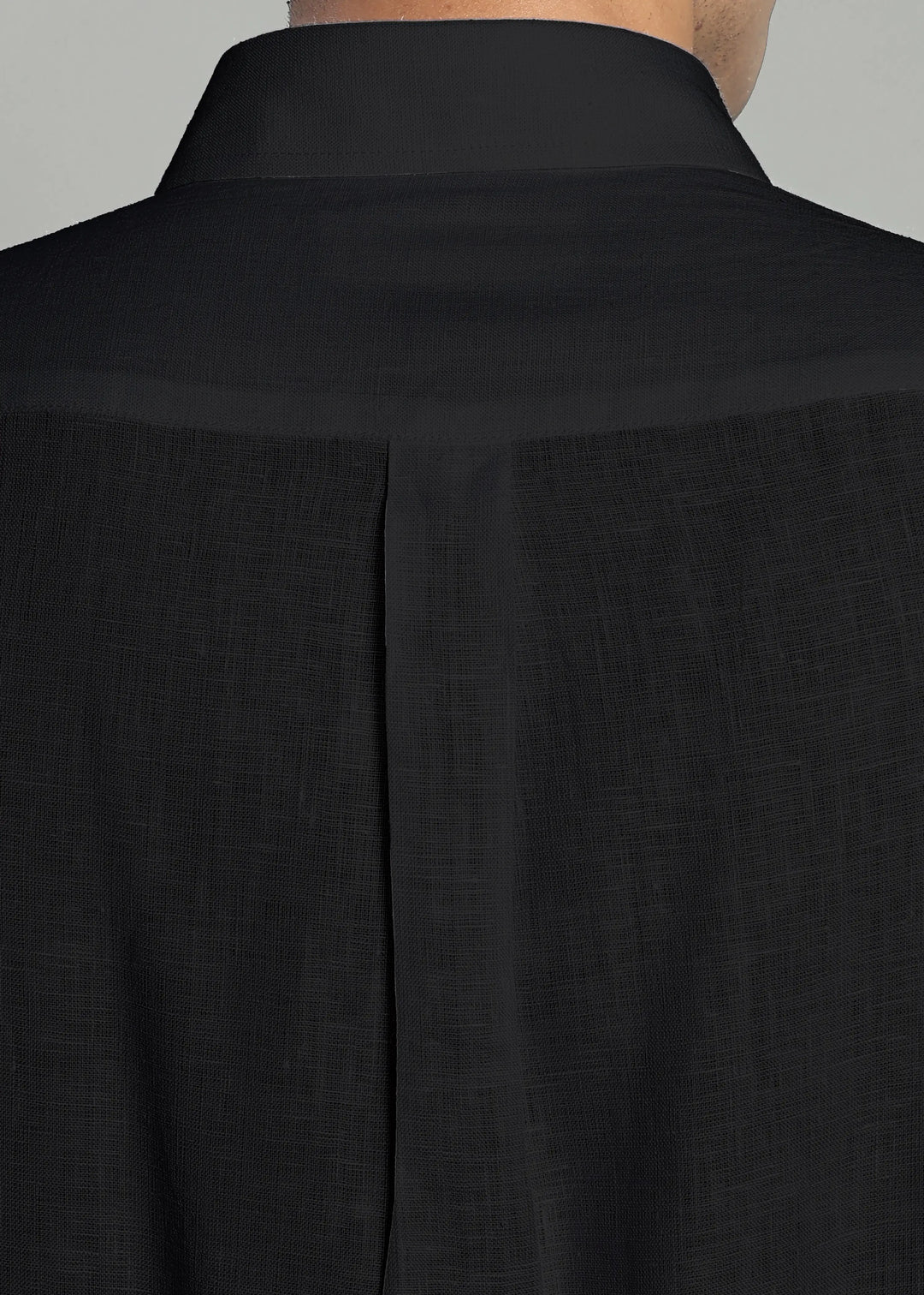 Victor - Pure Linen Full Sleeve Shirt With Box Pleat - Black