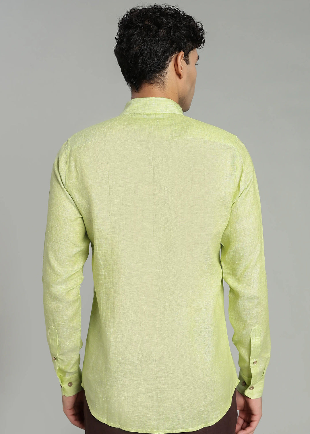 Harvey - Pure Linen Full Sleeve Shirt - Light Green Chambray