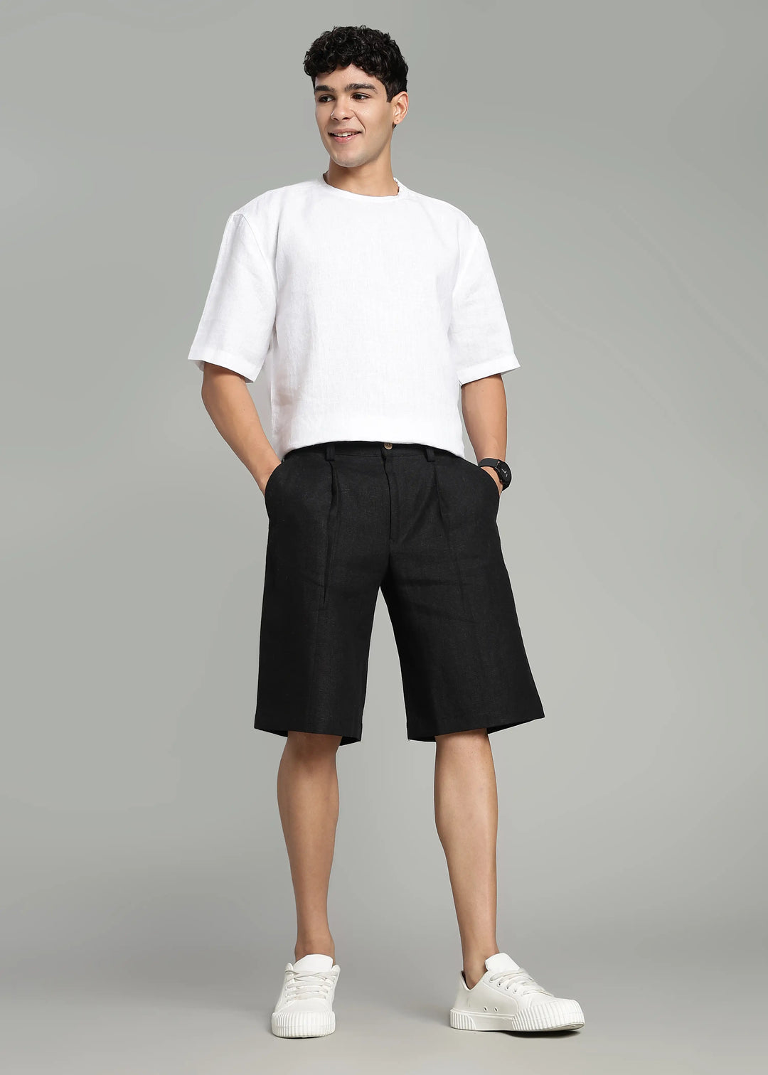 Ren - Pure Linen Jorts - Black