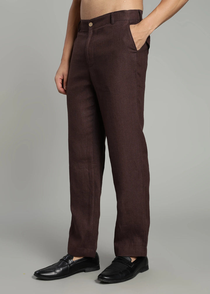 Ray - Pure Linen Trousers - Cocoa Brown
