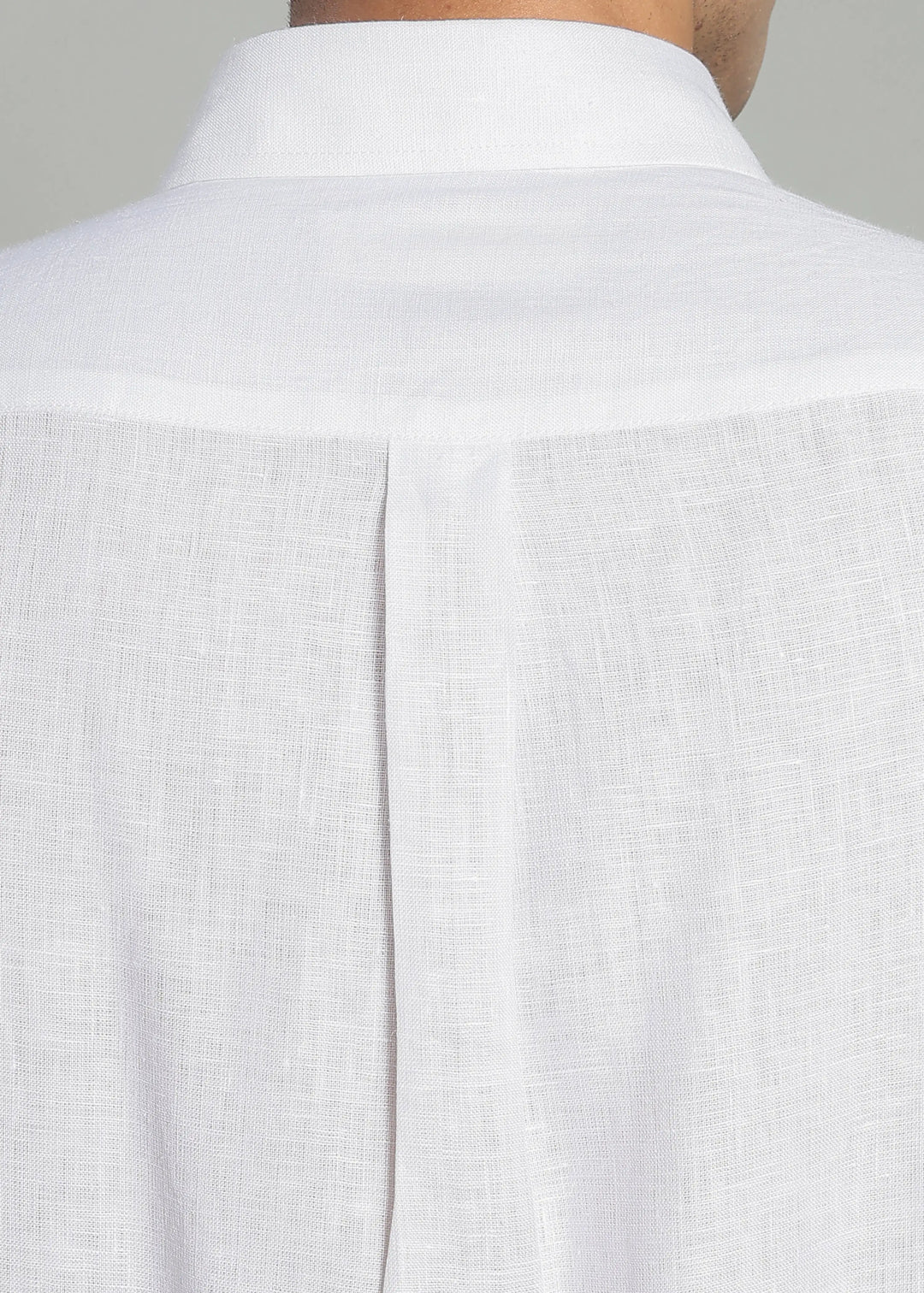 Victor - Pure Linen Full Sleeve Shirt With Box Pleat - White