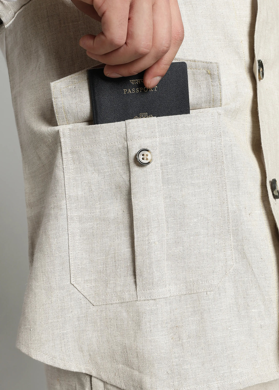 Leonard - Pure Linen Utility Shacket - Ecru
