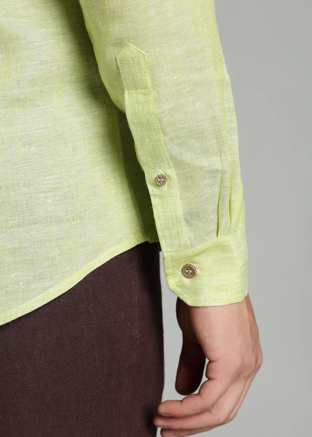 Harvey - Pure Linen Full Sleeve Shirt - Light Green Chambray