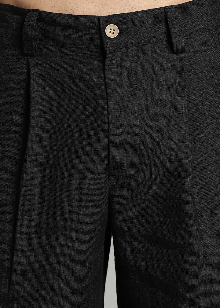 Ren - Pure Linen Jorts - Black