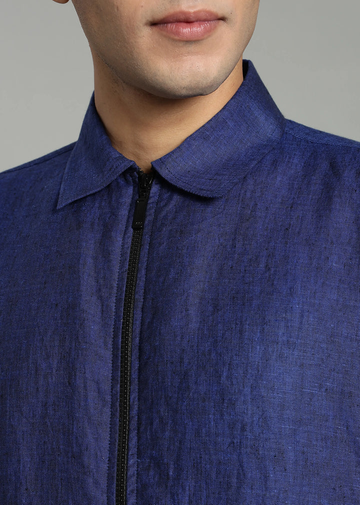Oakley - Pure Linen Light Weight Overshirt  - Prussian Blue