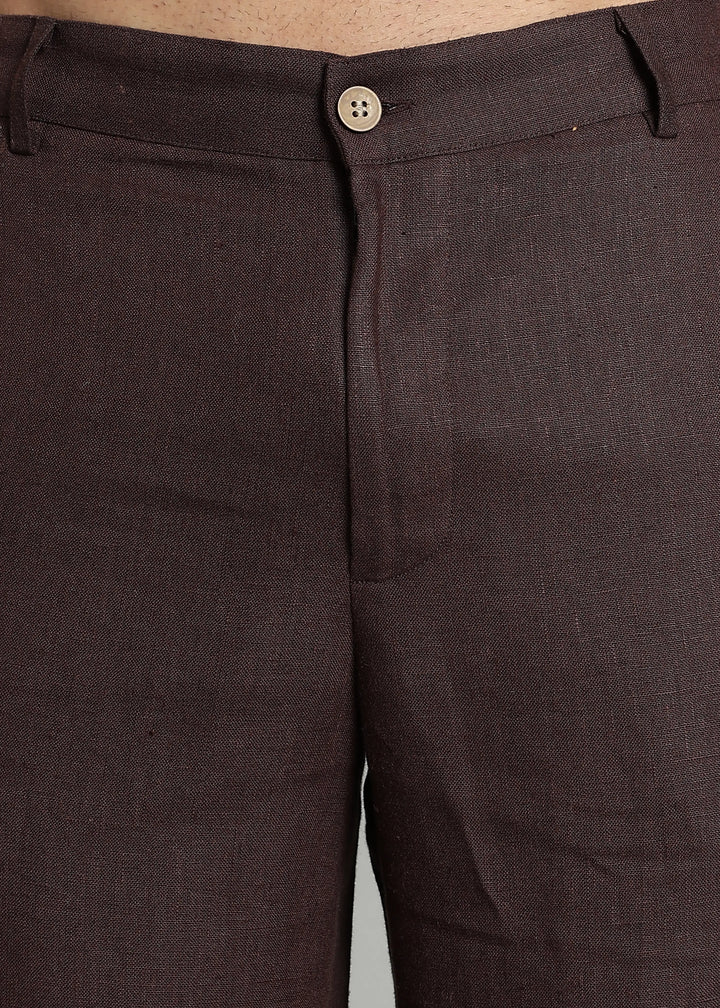 Ray - Pure Linen Trousers - Cocoa Brown
