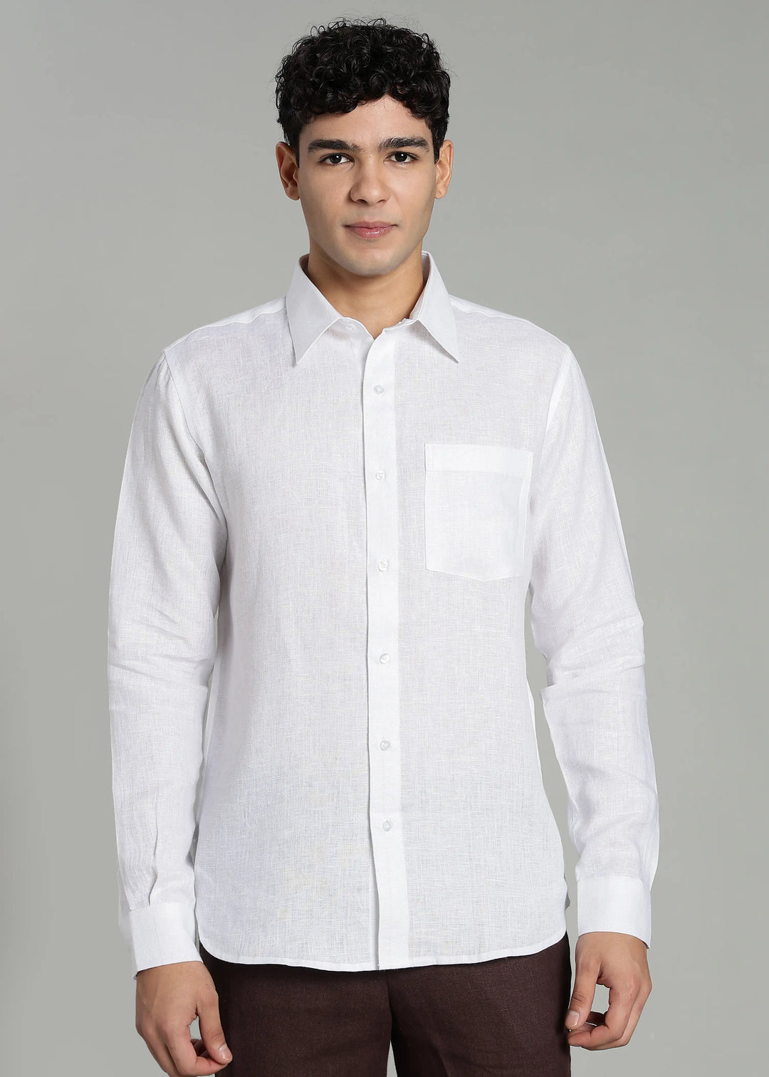 Victor - Pure Linen Full Sleeve Shirt With Box Pleat - White