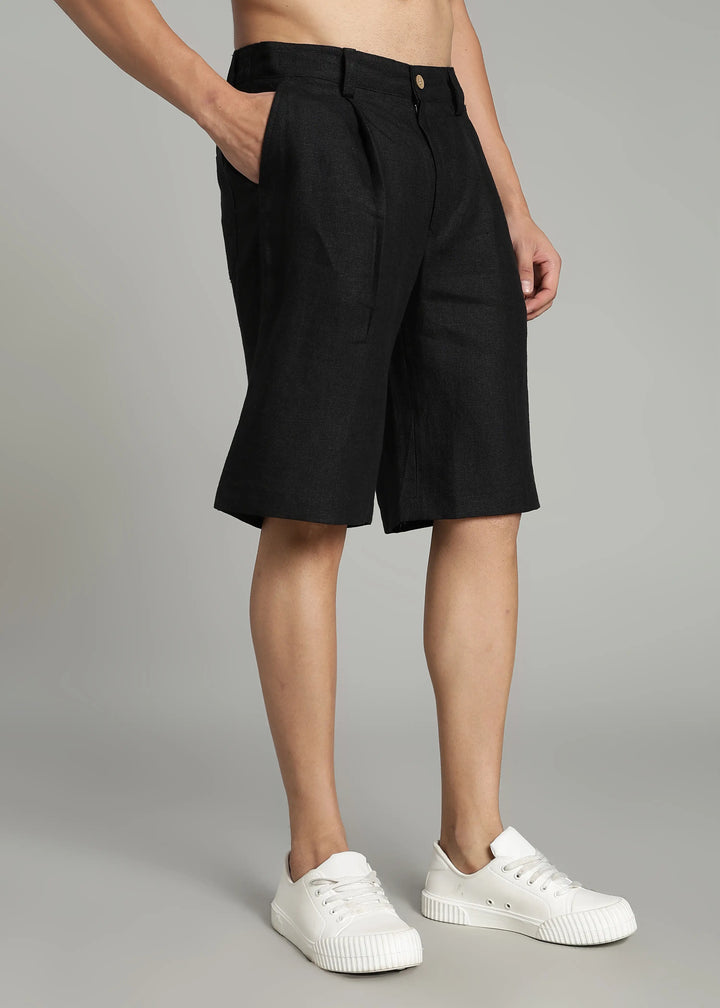 Ren - Pure Linen Jorts - Black