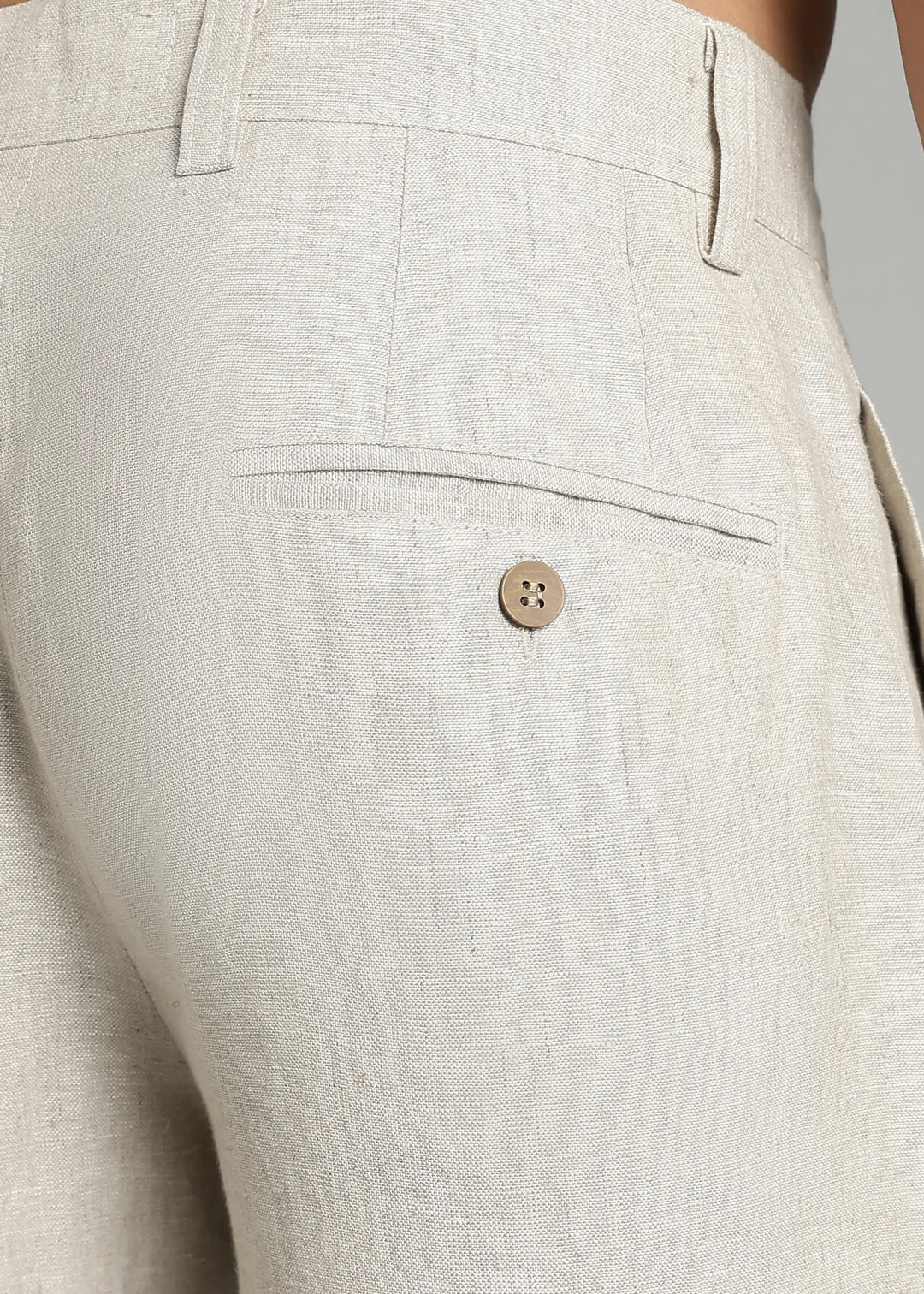 Calvin - Pure Linen Double Pleated Trousers - Ecru