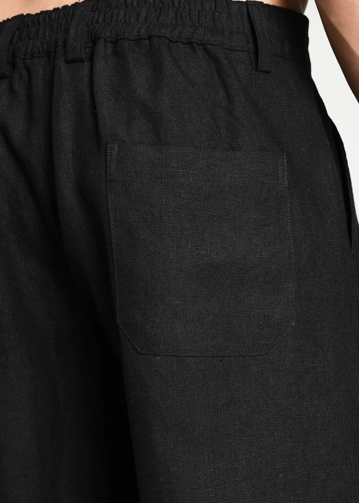 Ren - Pure Linen Jorts - Black