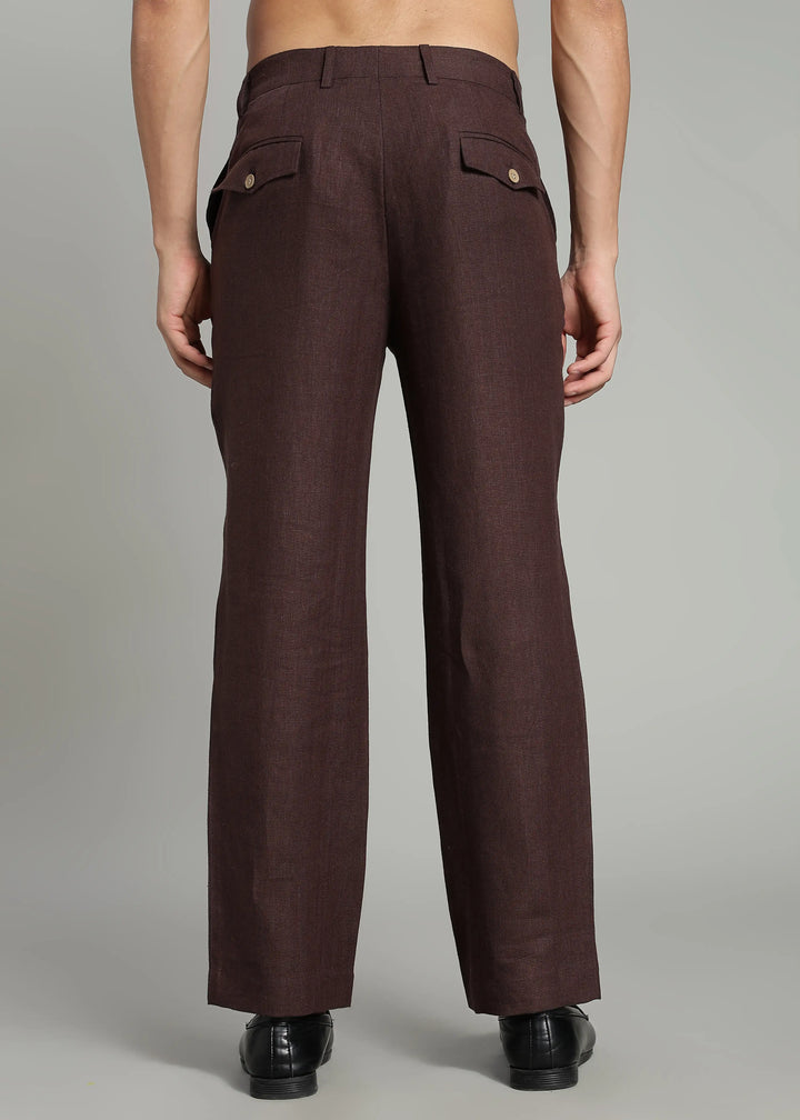 Ray - Pure Linen Trousers - Cocoa Brown