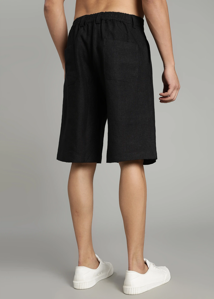 Ren - Pure Linen Jorts - Black