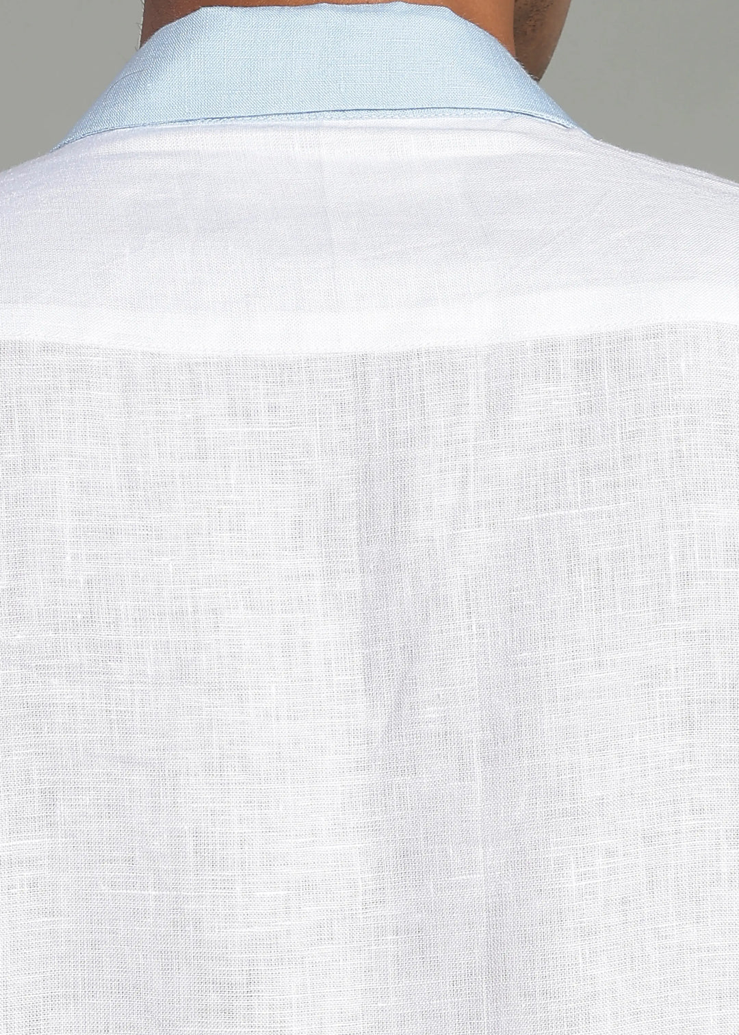 Eliot - Contrast Cuban Collar Pure Linen Half Sleeve Shirt - White