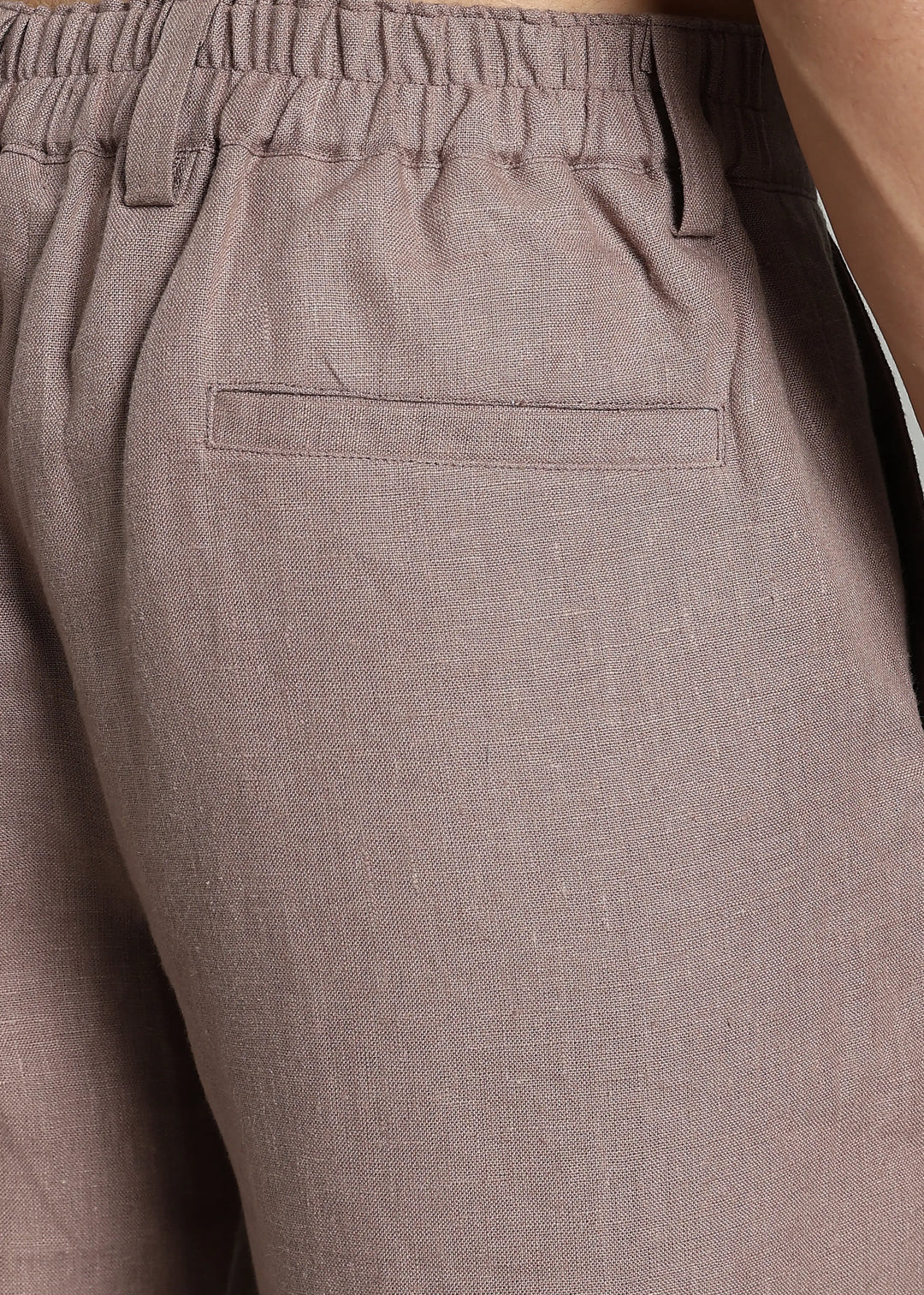 Scott - Pure Linen Back Elasticated Pants - Muted Brown