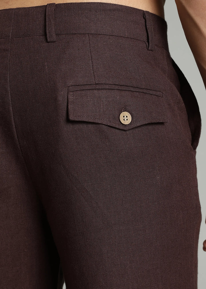 Ray - Pure Linen Trousers - Cocoa Brown