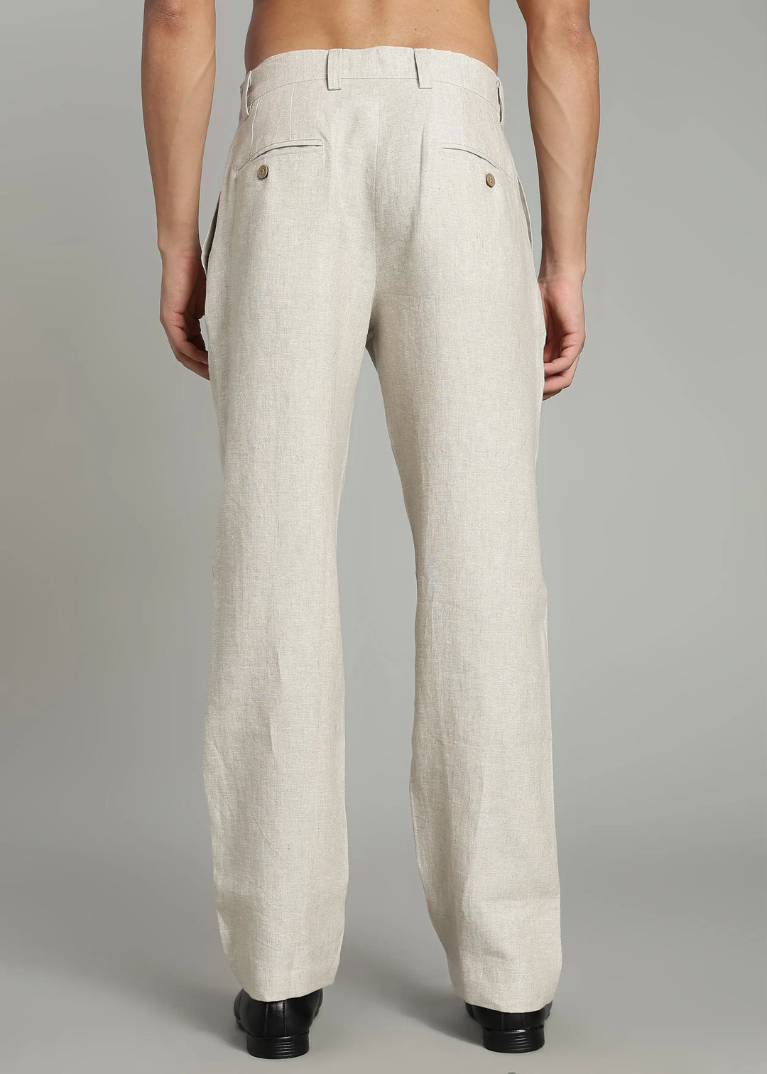 Calvin - Pure Linen Double Pleated Trousers - Ecru