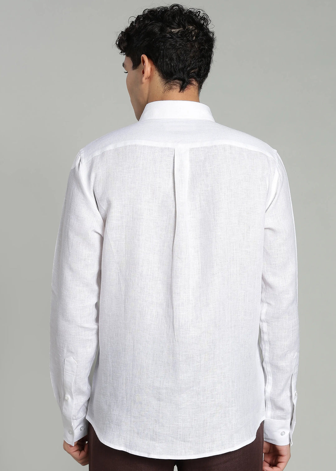 Victor - Pure Linen Full Sleeve Shirt With Box Pleat - White