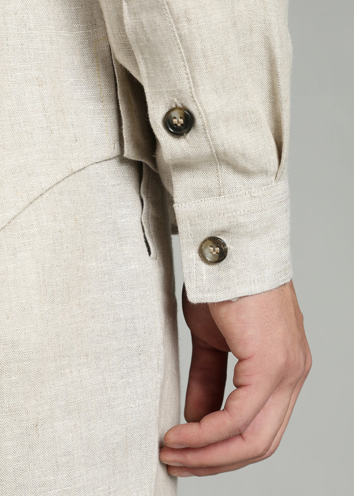 Leonard - Pure Linen Utility Shacket - Ecru