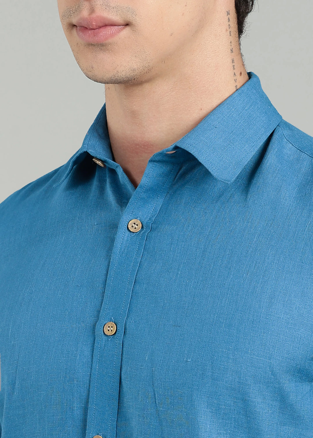 Ron - Pure Linen Full Sleeve Shirt - Swedish Blue