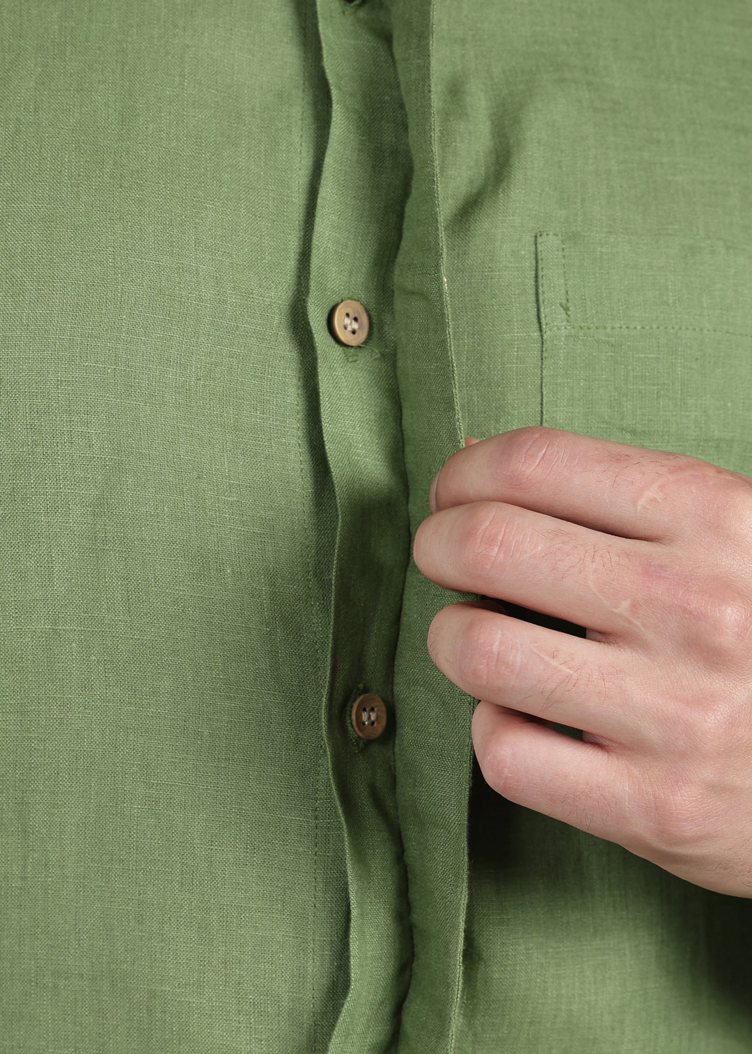 Grove - Full Sleeve Shirt with Hand Embroidered Concealed Placket - Cossack Green