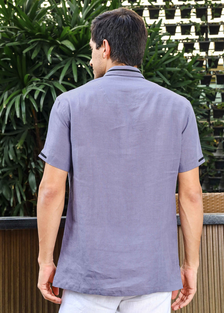 Jack - Pure Linen Polo T-Shirt - Lavender Violet