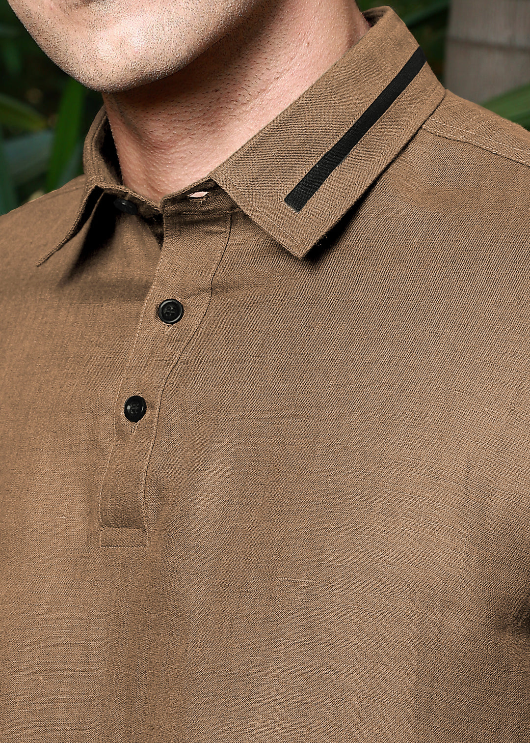 Jack - Pure Linen Polo T-Shirt - Oakwood Brown