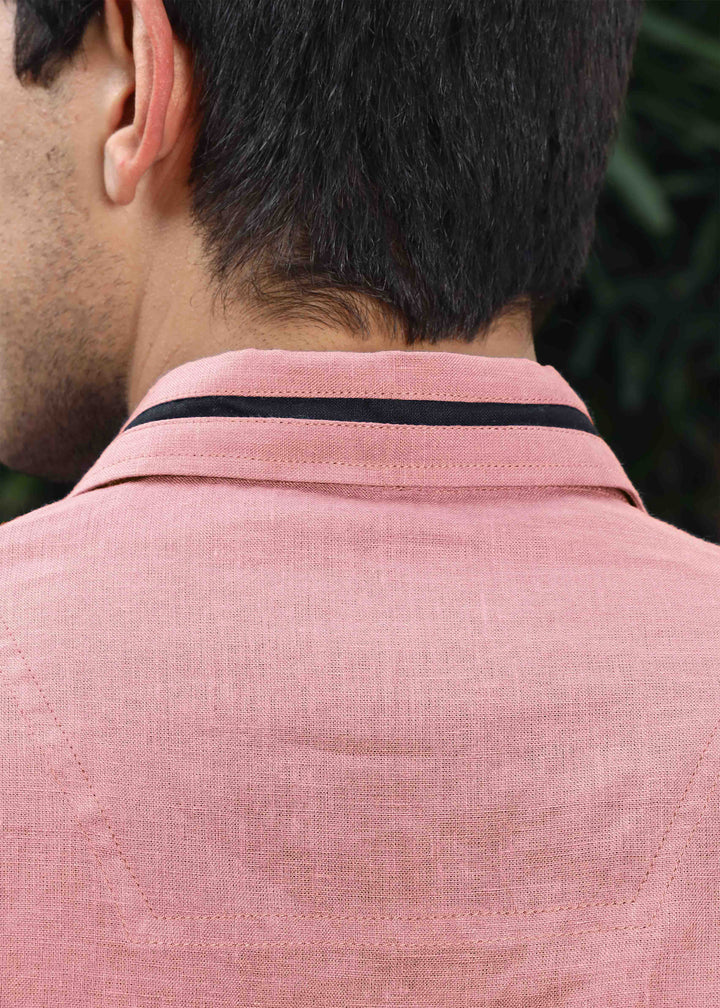 Jack - Pure Linen Polo T-Shirt - Dusty Pink