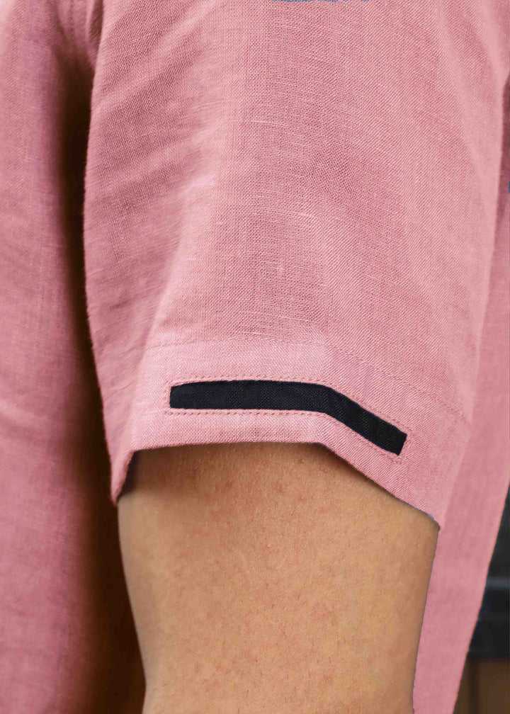 Jack - Pure Linen Polo T-Shirt - Dusty Pink