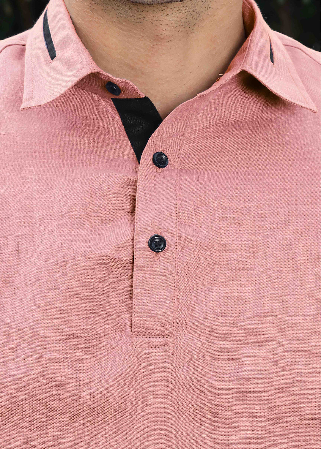 Jack - Pure Linen Polo T-Shirt - Dusty Pink