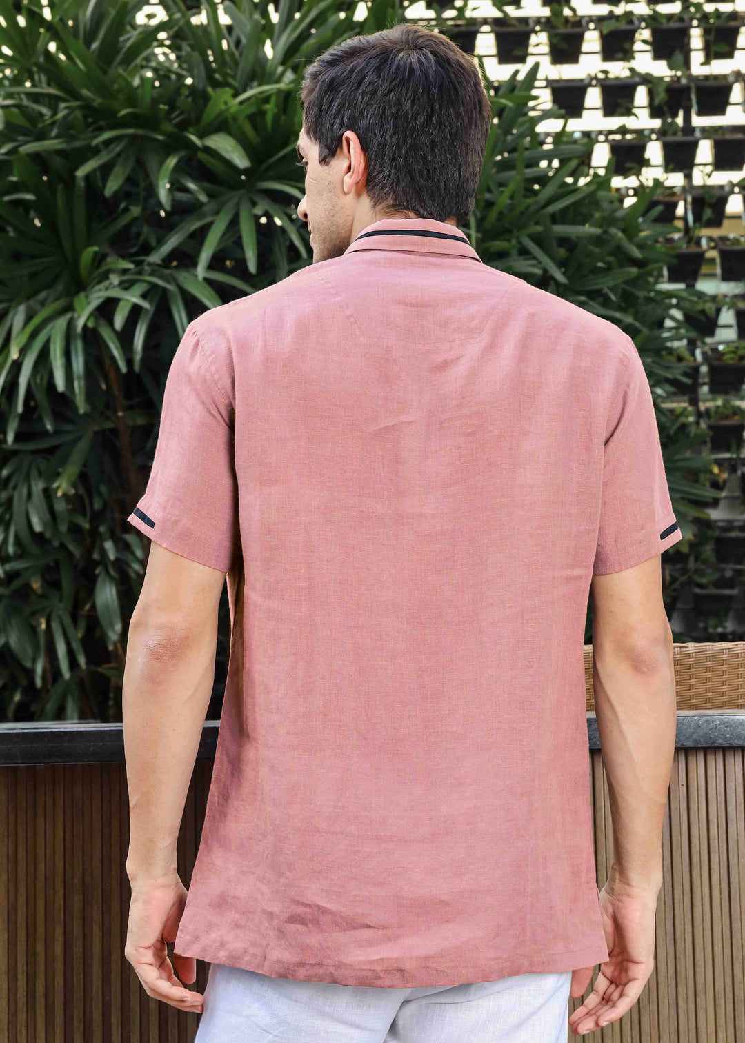 Jack - Pure Linen Polo T-Shirt - Dusty Pink