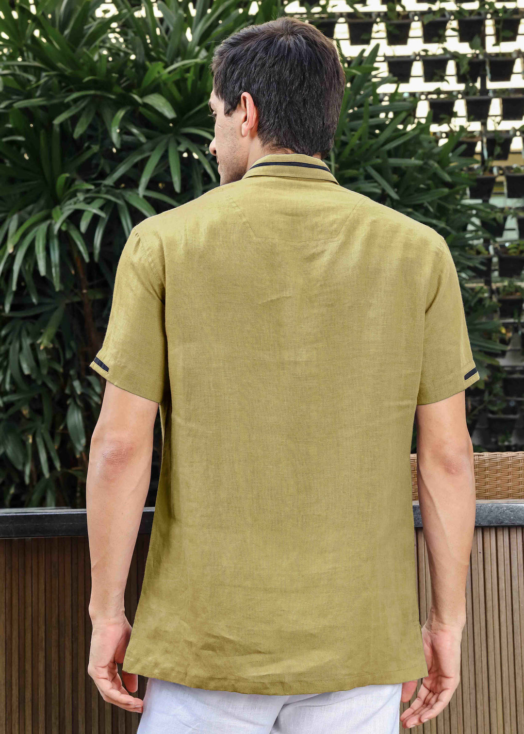 Jack - Pure Linen Polo T-Shirt - Golden Olive Green