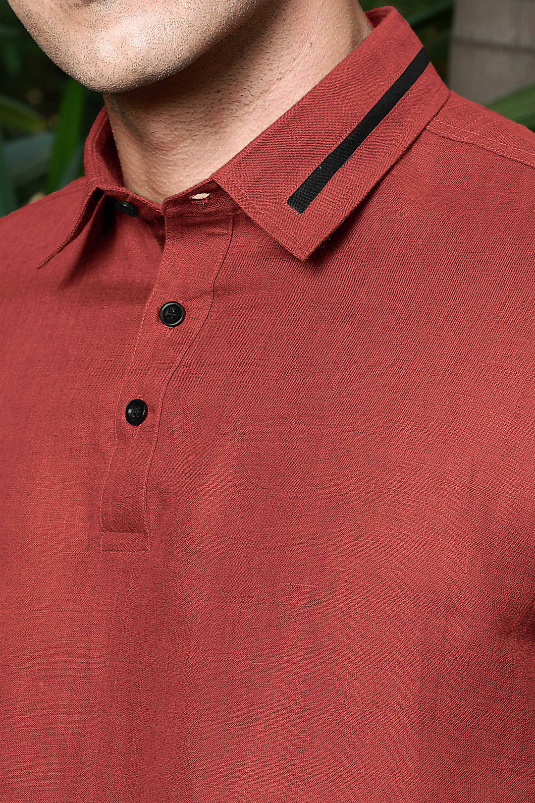 Jack - Pure Linen Polo T-Shirt - Terracotta Red