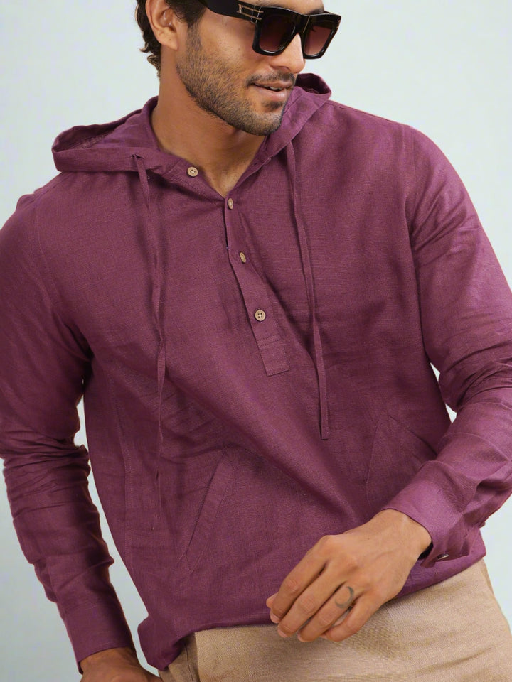 Jayden - Pure Linen Hoodie - Twilight Purple