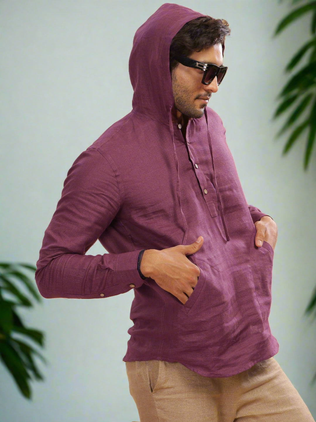 Jayden - Pure Linen Hoodie - Twilight Purple