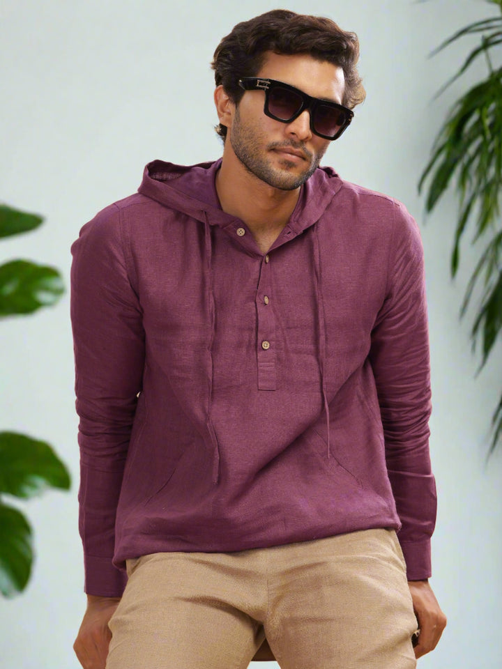 Jayden - Pure Linen Hoodie - Twilight Purple