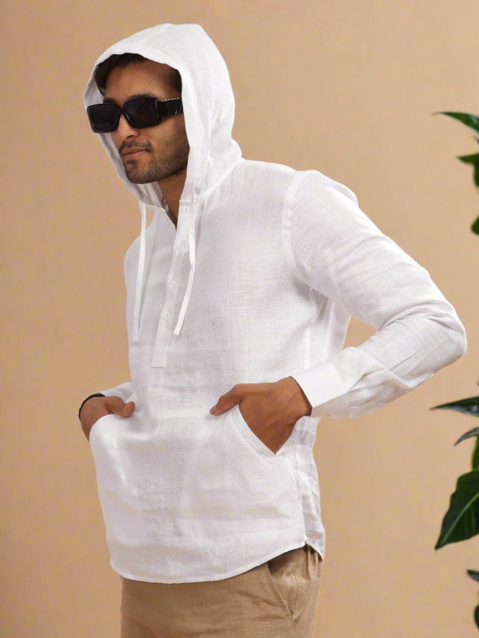 Jayden Pure Linen Hoodie White