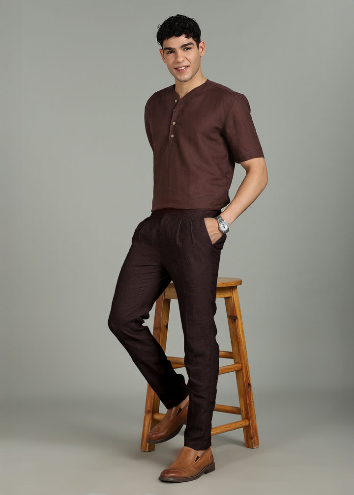 Juan - Pure Linen Italian Inspired Formal Trousers – Cocoa Brown