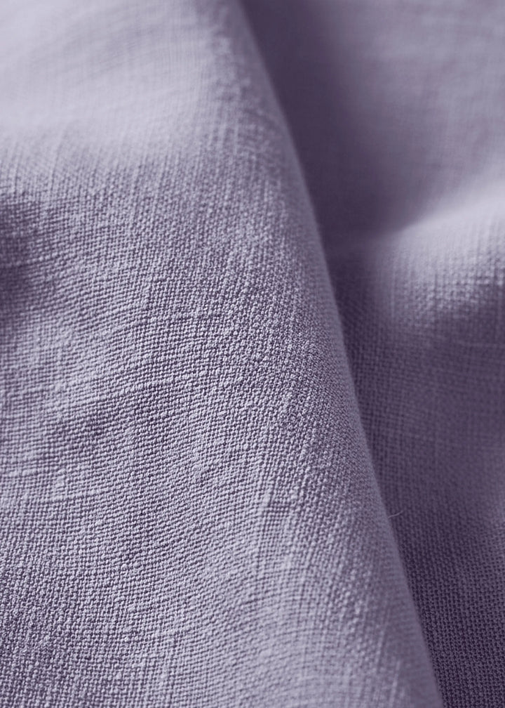 Vian Kurta Set - Pure Linen Full Sleeve Band Collar and White Kurta Pants- Lavender Violet & White