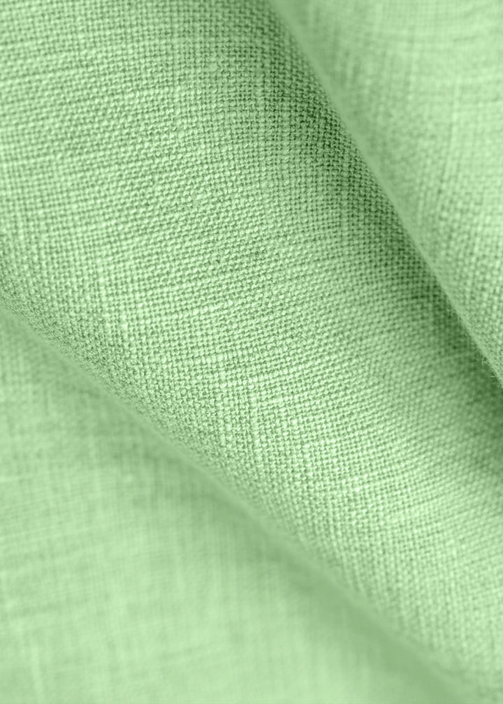 Craig - Pure Linen V Neck Short Sleeve Shirt - Light Green