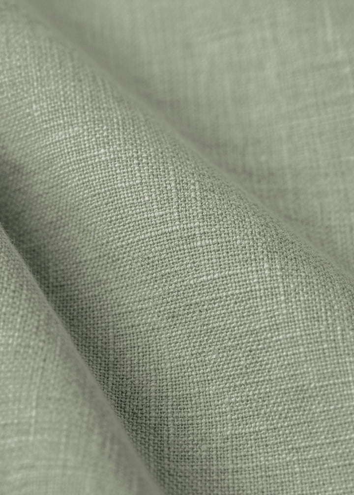 Craig - Pure Linen V Neck Full Sleeve Shirt - Light Olive Green