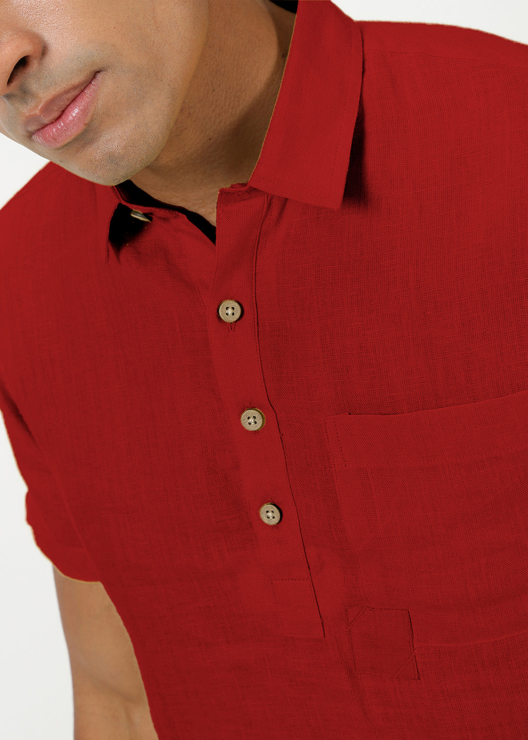 Matteo Pure Linen T-Shirt - Mud Red