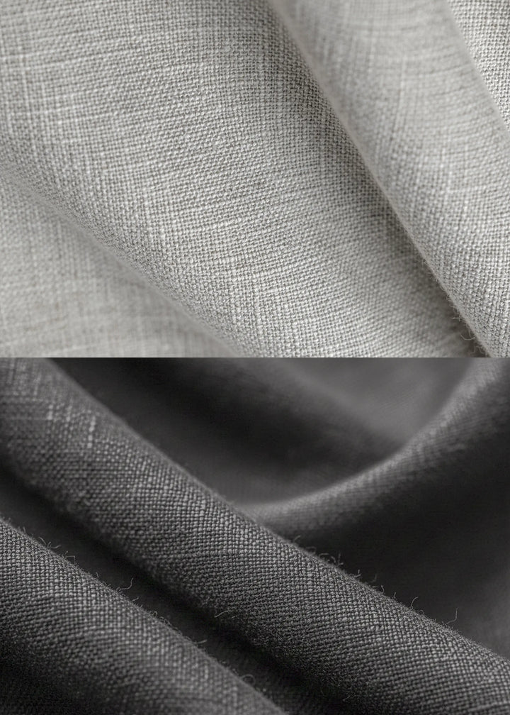 Wang - Full Sleeve Dual-Tone Pure Linen Shirt - Light Grey & Charcoal Grey