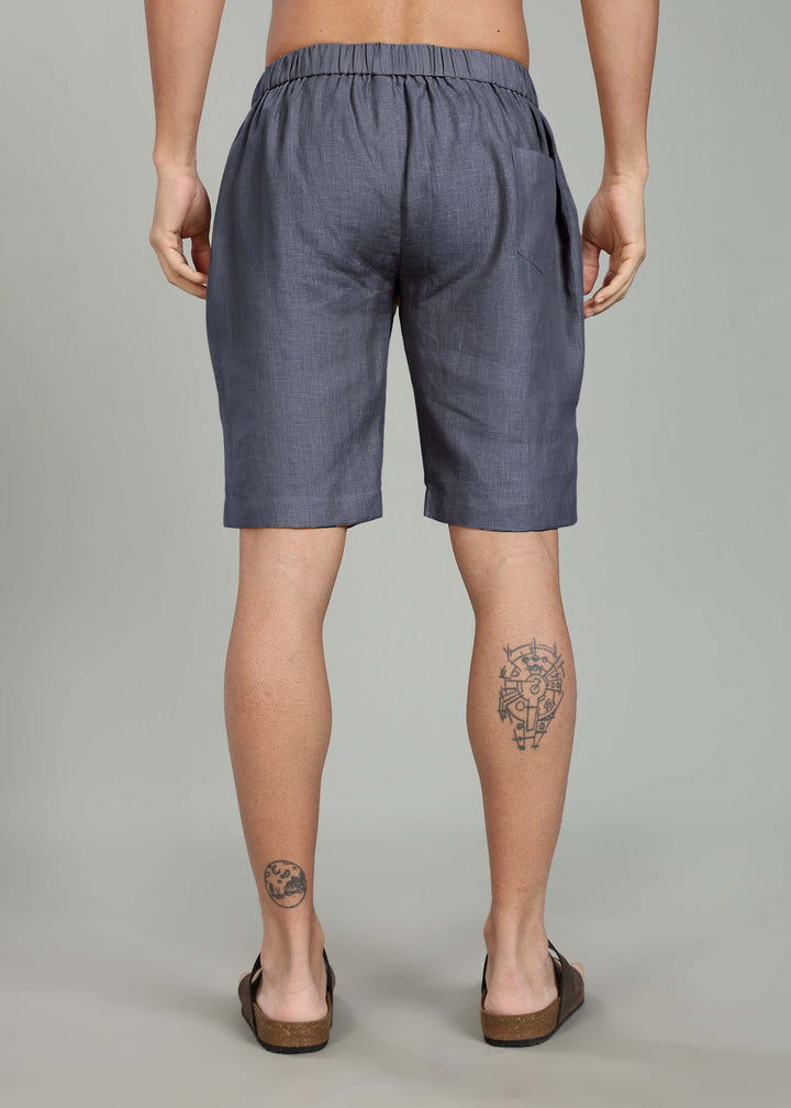 Milo Shorts - Pure Linen Shorts - Gunmetal Grey