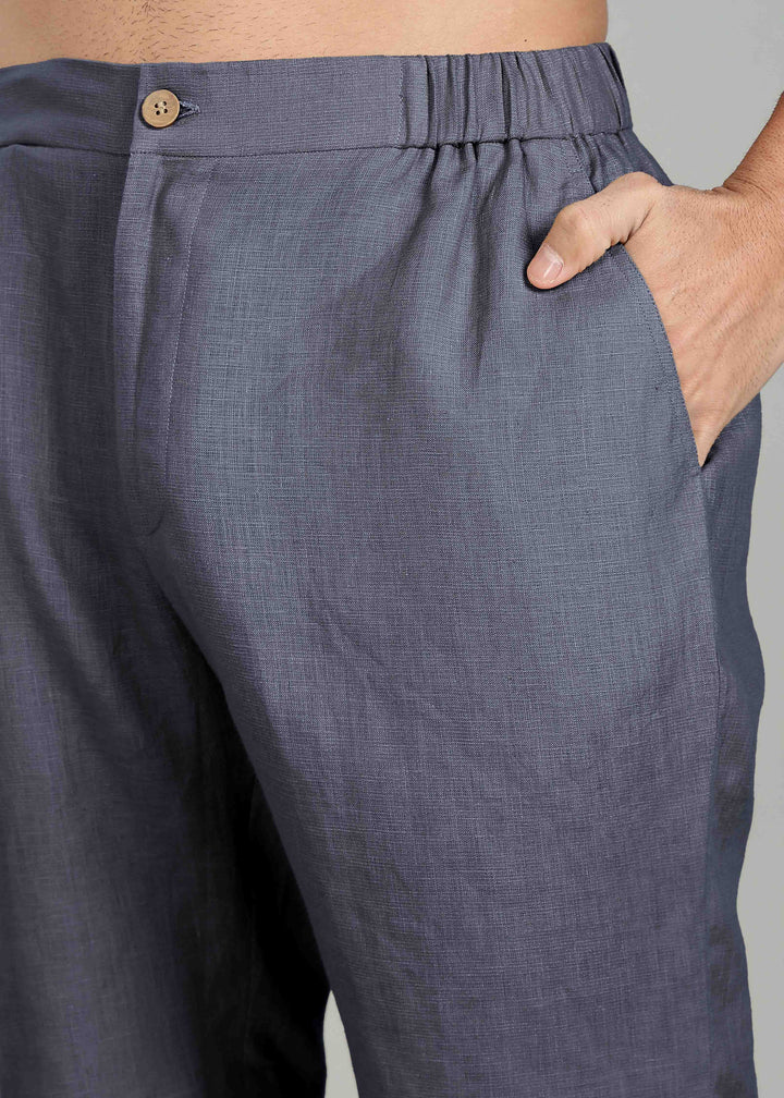 Milo Pure Linen Shirt & Shorts Co-ord Set - Gunmetal Grey